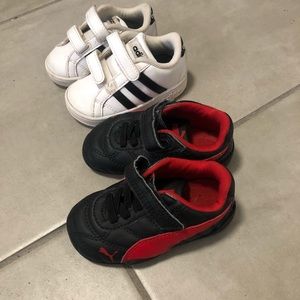 Adidas and Puma shoes size 4 baby.